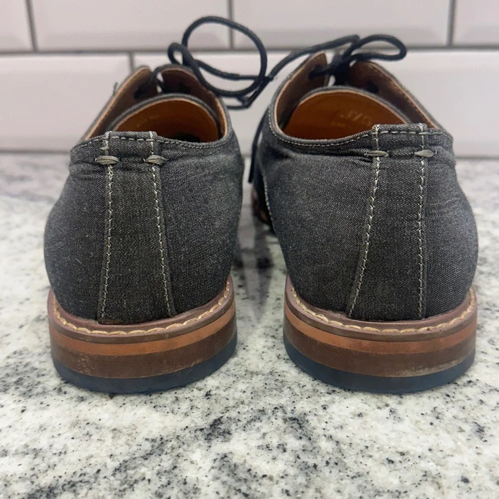 J75 Jump Mens 8 Primo Derby Shoes Black Denim Lace Up Contrast Stitch Urban Easy